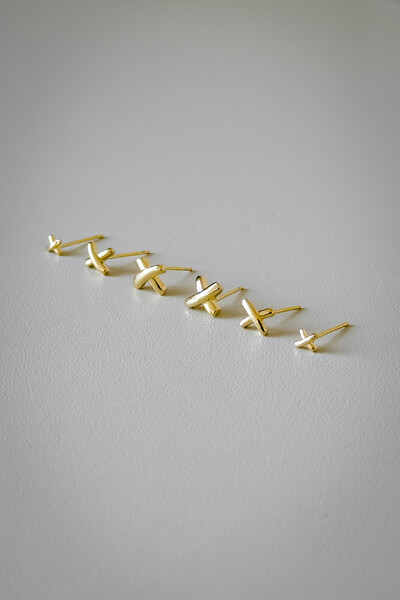 Foto Trio de Brincos X | Banho de Ouro 18k | Minimalista