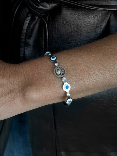 Foto Bracelete Olho Grego | Banho de Prata | Esmalte e Zircônias