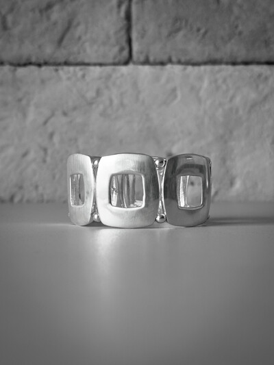 Foto Pulseira Molduras Quadradas | Banho de Prata 925 | Moderna