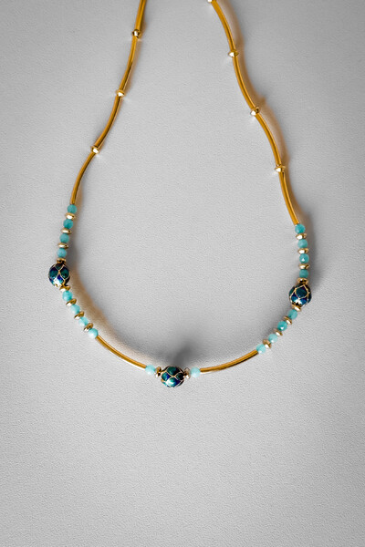 Foto Colar Jade Amazonita | Banho de Ouro 18k | Natural