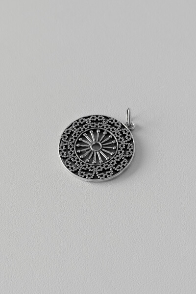 FotoPingente Mandala Solar | Prata 925 | Oxidado com Grânulos