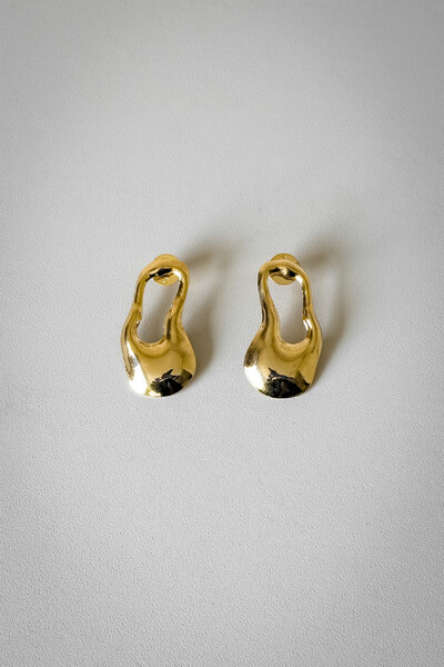 Foto Brinco Vazado Orgânico | Banho de Ouro 18k | Moderno