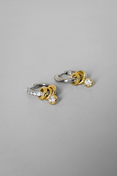 FotoBrinco Argola Pingentes | Banho Ouro 18k e Ródio | Moderno