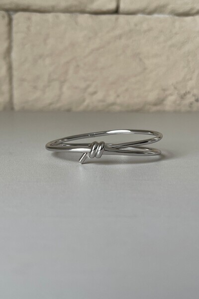 Foto Bracelete Rígido com Nó Central em Prata 925