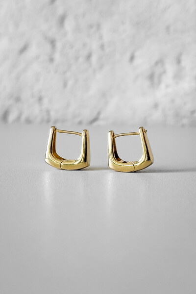 Foto Brinco Argola Quadrada Lisa | Banho Ouro 18k | Moderno