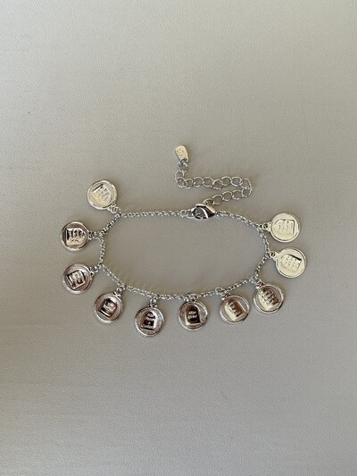 Foto Pulseira Berloques Moedas Banho de Ródio