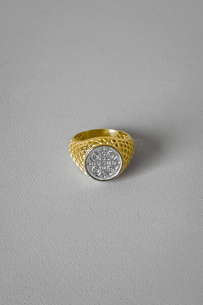 FotoAnel São Bento | Prata 925 + Banho de Ouro 18k e Ródio