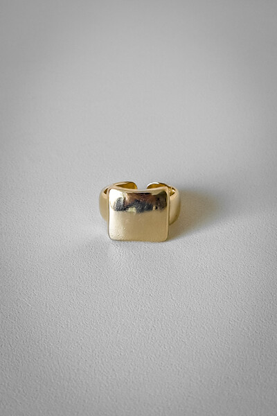 FotoAnel Quadrado Liso Ajustável | Banho Ouro 18k | Minimalista