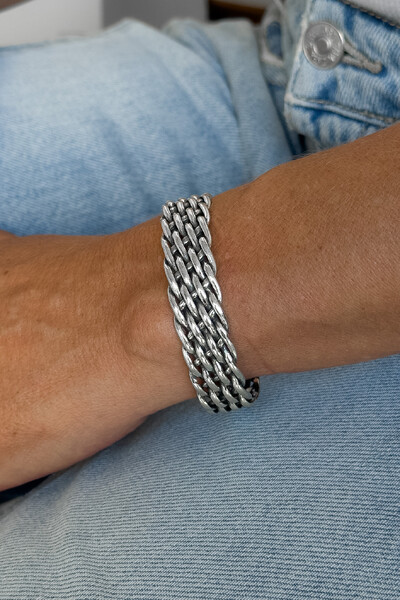 Foto Bracelete Tramado Envelhecido | Banho De Prata 925