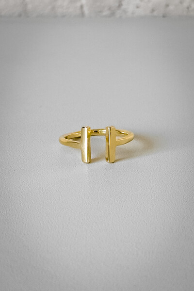 FotoAnel Barra Dupla Ajustável | Banho Ouro 18k | Minimalista