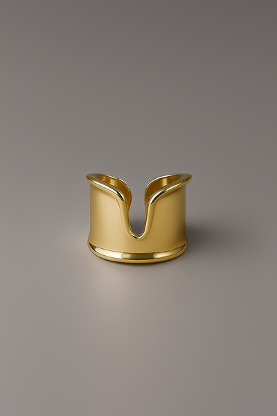 Foto Anel V Orgânico | Banho de Ouro 18k | Elegante