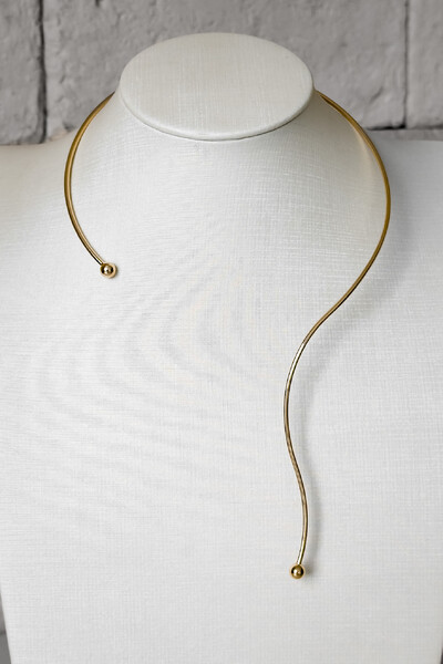 Foto Choker Fio Orgânico Aberto | Banho Ouro 18k | Escultural