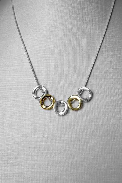 Foto Colar Esferas Banho Duplo | Banho Prata e Ouro 18k | Contemporâneo