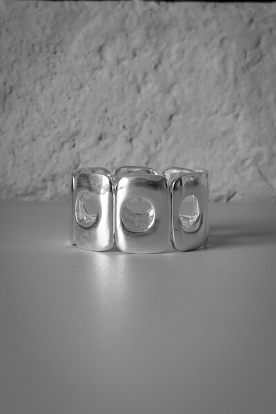 Foto Pulseira Elos Vazados Quadrados | Banho de Prata 925 | Moderna