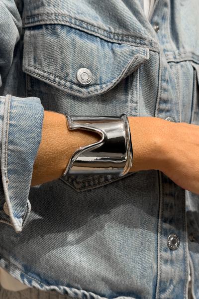 FotoBracelete V Orgânico | Banho de Ródio | Elegante