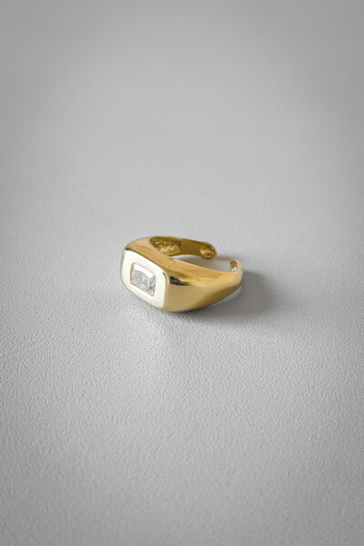 FotoAnel Cristal Ajustável | Banho de Ouro 18k | Moderno