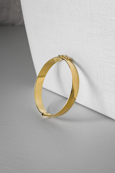 Foto Bracelete Oval Liso Achatado | Banho Ouro 18k | Sofisticado