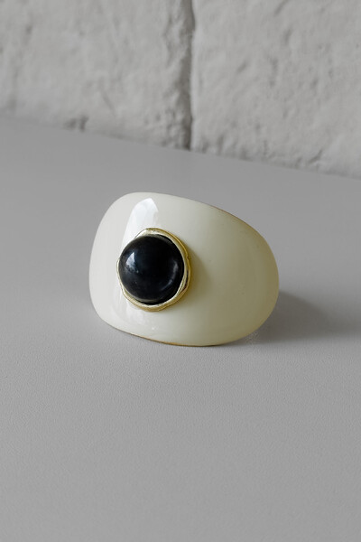 FotoBracelete Resina Preto & Off-White | Moderno