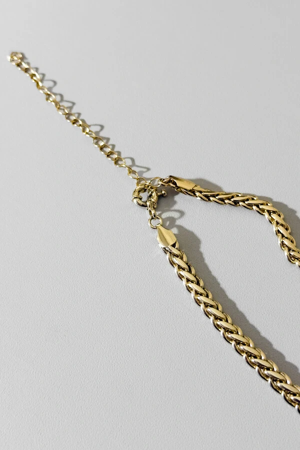 Colar Spiga | Banho de Ouro 18k | Corrente Trigo