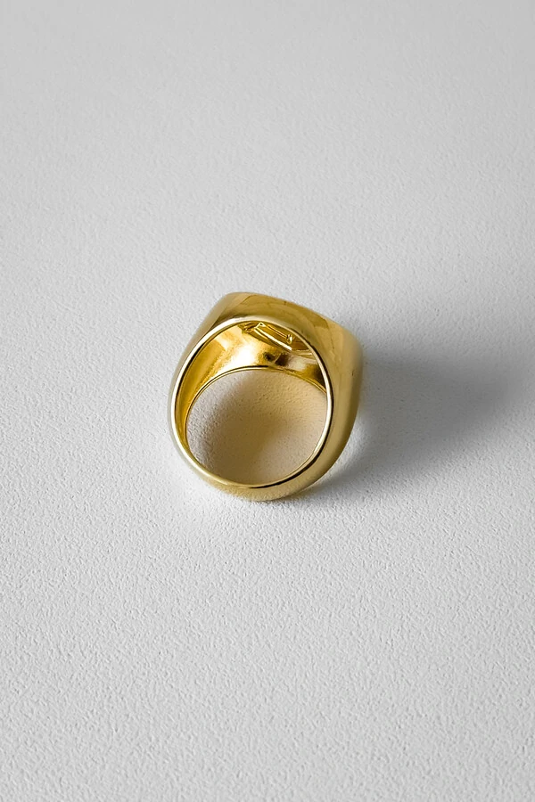 Anel Coração Prateado | Banho Ouro 18k