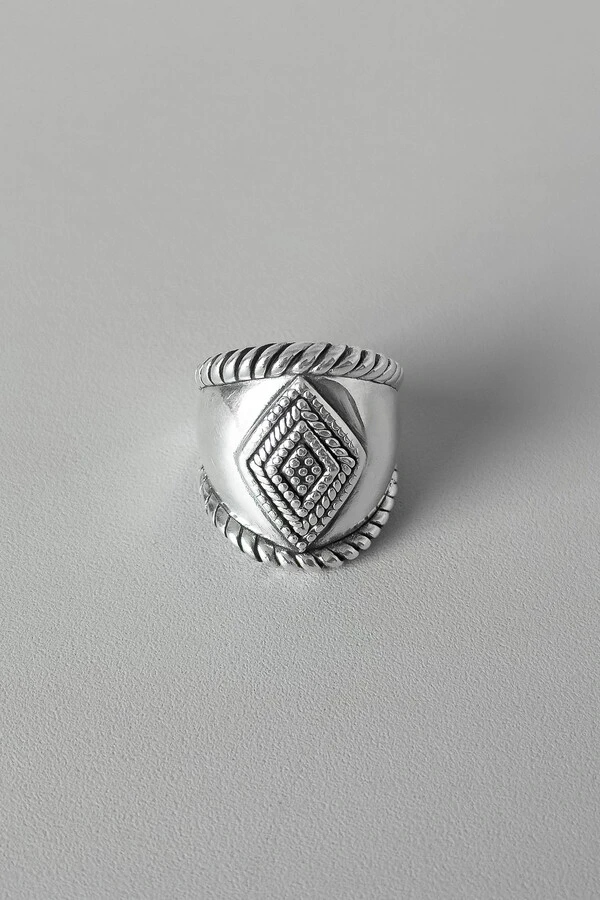 Anel Losango Tribal | Prata 925 | Trabalhado em Filigrana