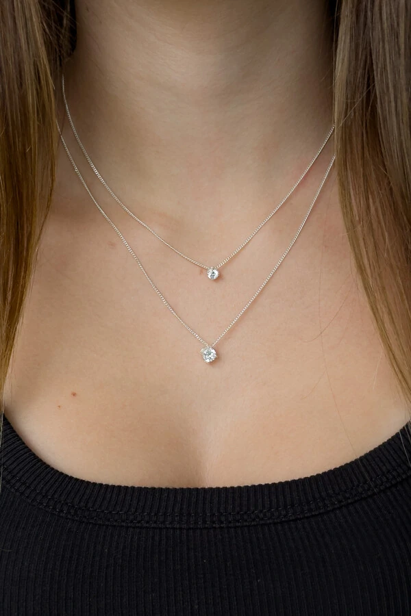 Colar Duplo Ponto de Luz | Prata 925 | Clássico