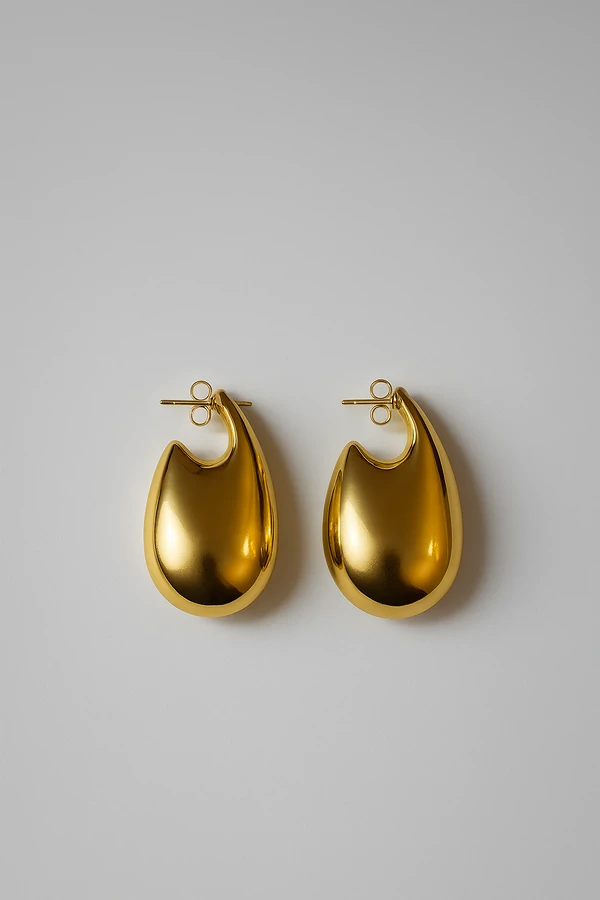 Brinco Gota Orgânica | Banho de Ouro 18k | Elegante