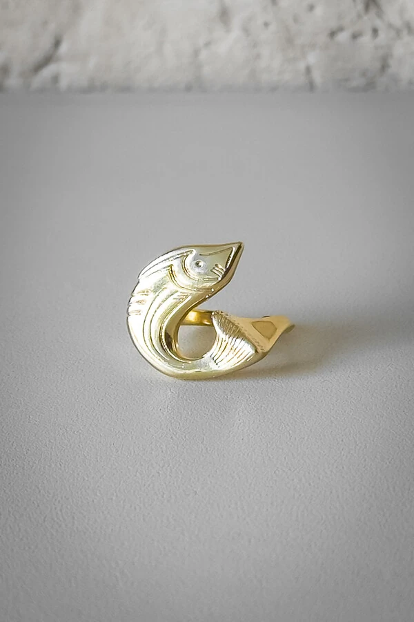 Anel Peixe Ajustável | Banho de Ouro 18k | Tendência