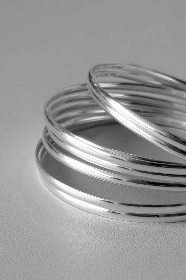 Kit 8 Pulseiras de Argola Fio Liso 3mm | Prata 925 | Mix Impacto