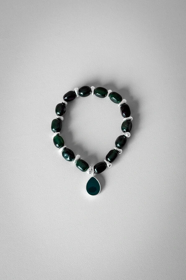 Pulseira Pedras Verdes | Banho de Prata 925 | Elegante