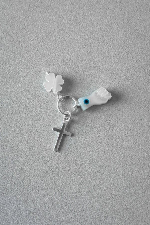 Pingente Cruz, Trevo e Força Madrepérola | Prata 925 | Proteção