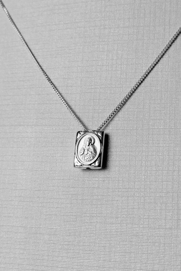 Escapulário Retangular Sagrado Coração | Prata 925 | Proteção