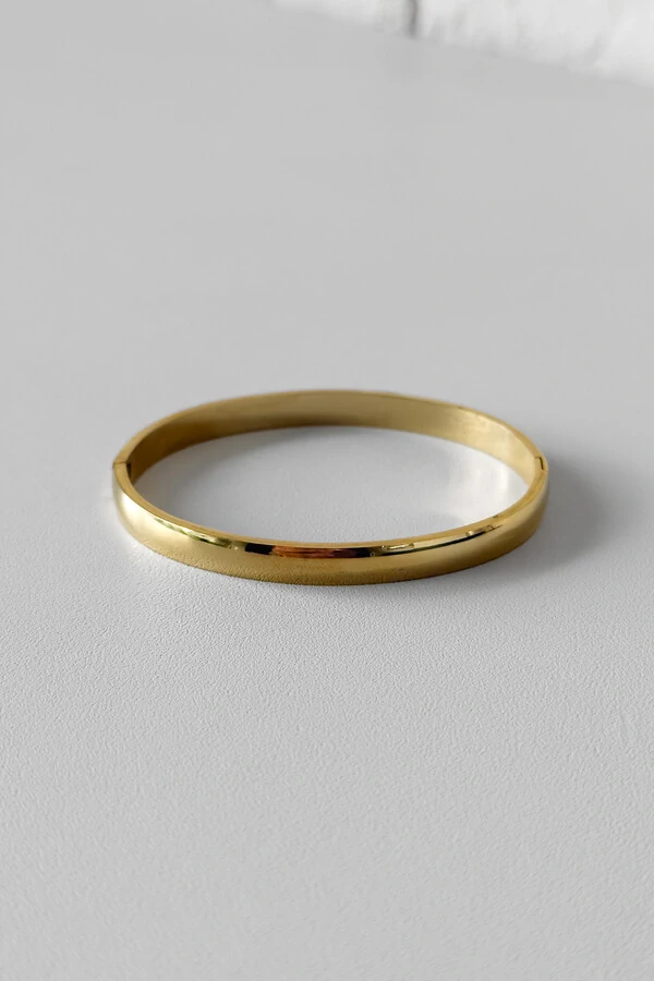 Bracelete Rígido Oval Liso | Banho Ouro 18k | Minimalista