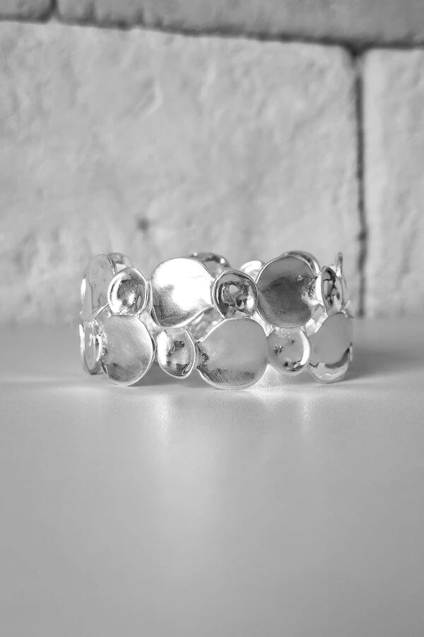 Pulseira Elos Círculos Orgânicos | Banho Prata 925 | Ajustável