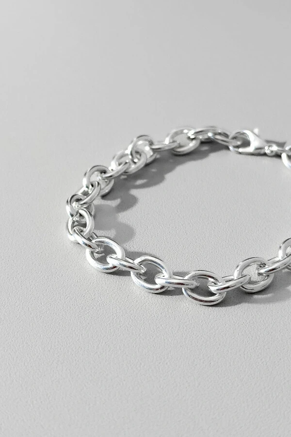 Pulseira Chain | Banho de Prata | Elo Oval Grosso