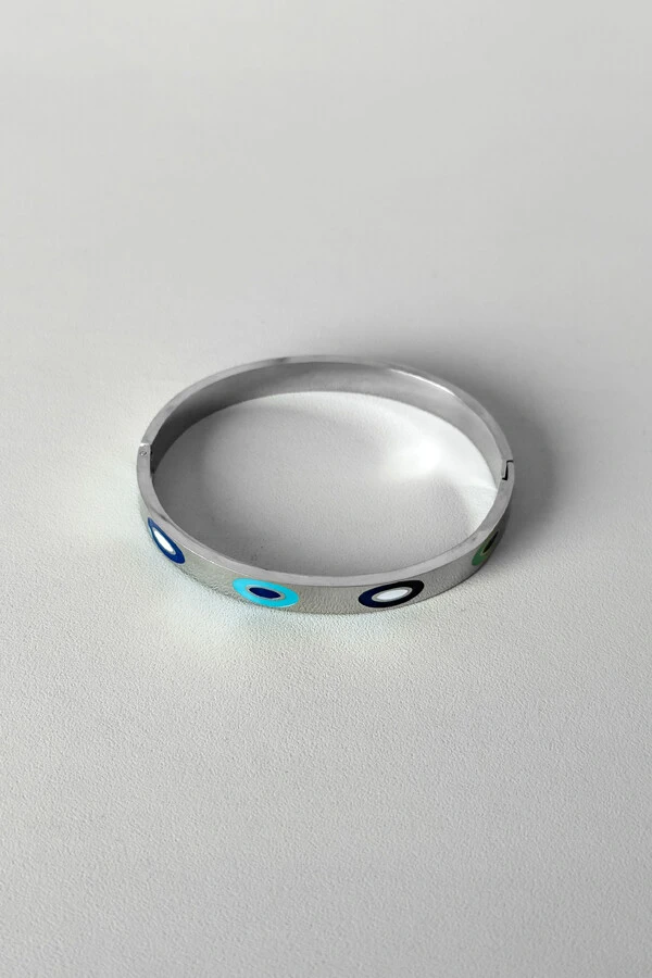 Bracelete Olhos Coloridos | Banho de Prata | Esmalte