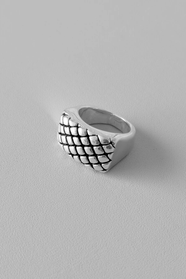 Anel Colmeia Retangular | Prata 925