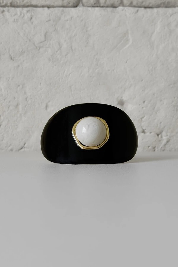 Bracelete Resina Preto & Off-White | Moderno