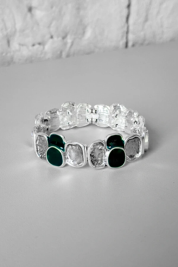 Pulseira Cubos Orgânicos Verde | Banho Prata 925 | Ajustável