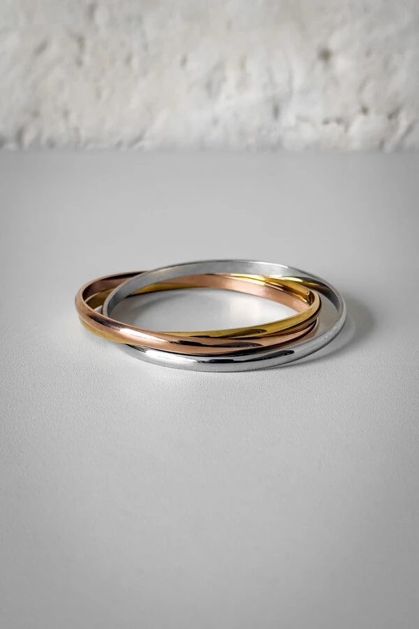 Pulseira Três Elos | Banho de Ouro 18k, Rose e Ródio