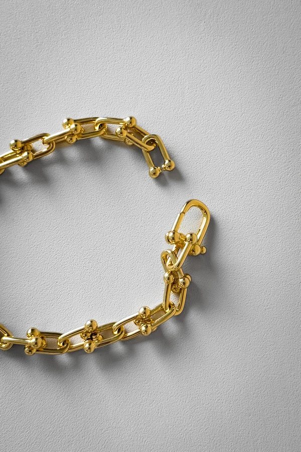 Pulseira Elos Geométricos Pequenos | Banho de Ouro 18k | Clássica