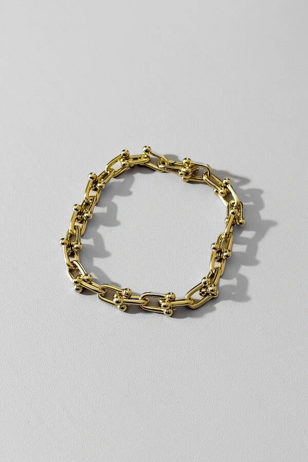Pulseira Hardware | Banho de Ouro 18k | Elo com Esferas