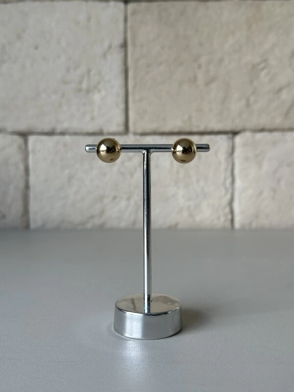 Brinco Bolinha Esfera Banho de Ouro 18k