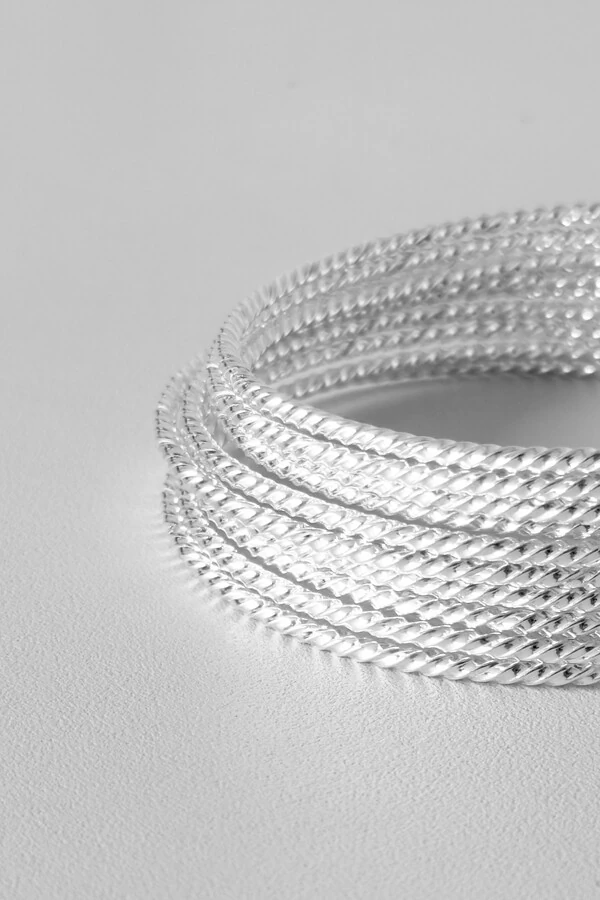 Kit 10 Pulseiras de Argola Fio Torcido | Prata 925 | Mix Impacto