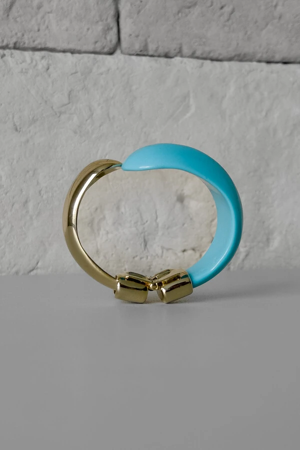 Bracelete Duo | Banho de Ouro 18k | Esmalte Azul Turquesa