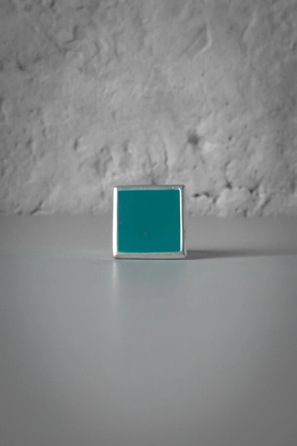 Anel Quadrado Turquesa | Banho de Prata 925 | Colorido
