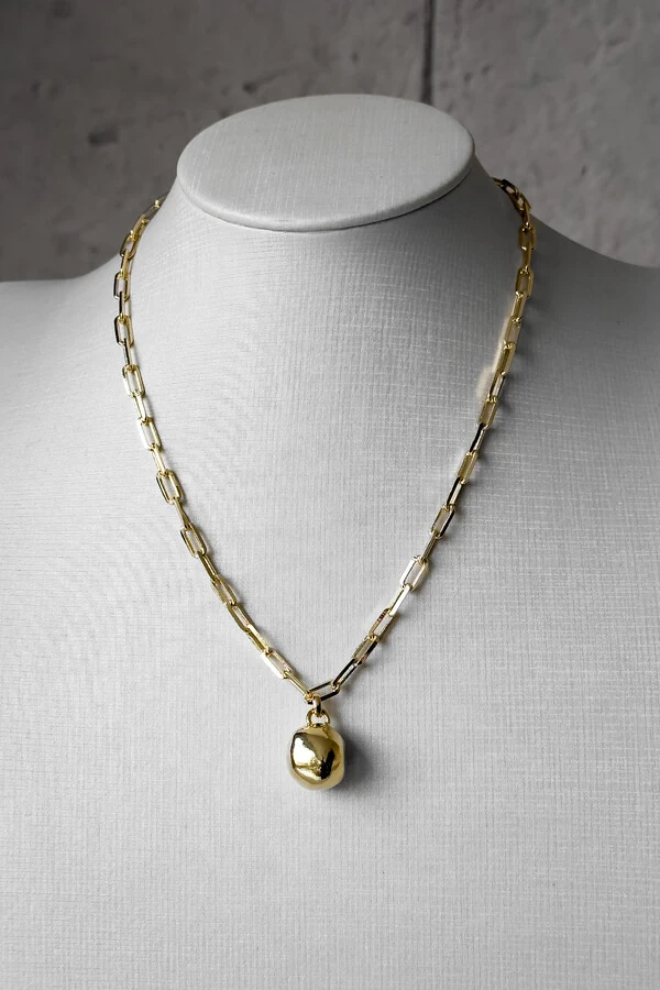 Colar Elos Pingente Orgânico | Banho Ouro 18k | Contemporâneo