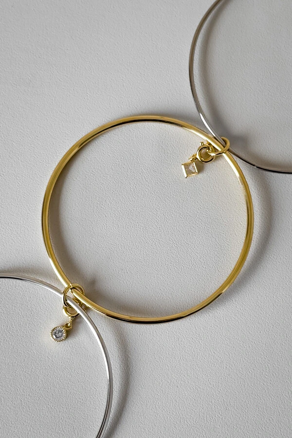 Bracelete 3 Fios Pingentes | Banho Ródio e Ouro 18k | Contemporâneo