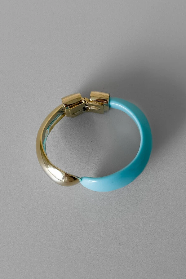 Bracelete Duo | Banho de Ouro 18k | Esmalte Azul Turquesa