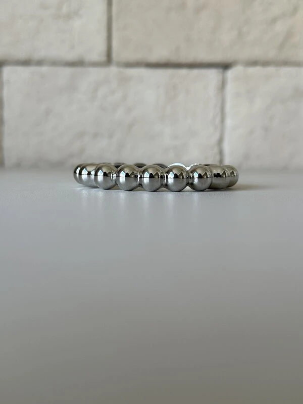 Bracelete Rígido Esferas Contínuas Banho de Ródio
